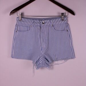 H&M DIVIDED Striped Cutoff Denim Shorts – Blue & White, Size 4